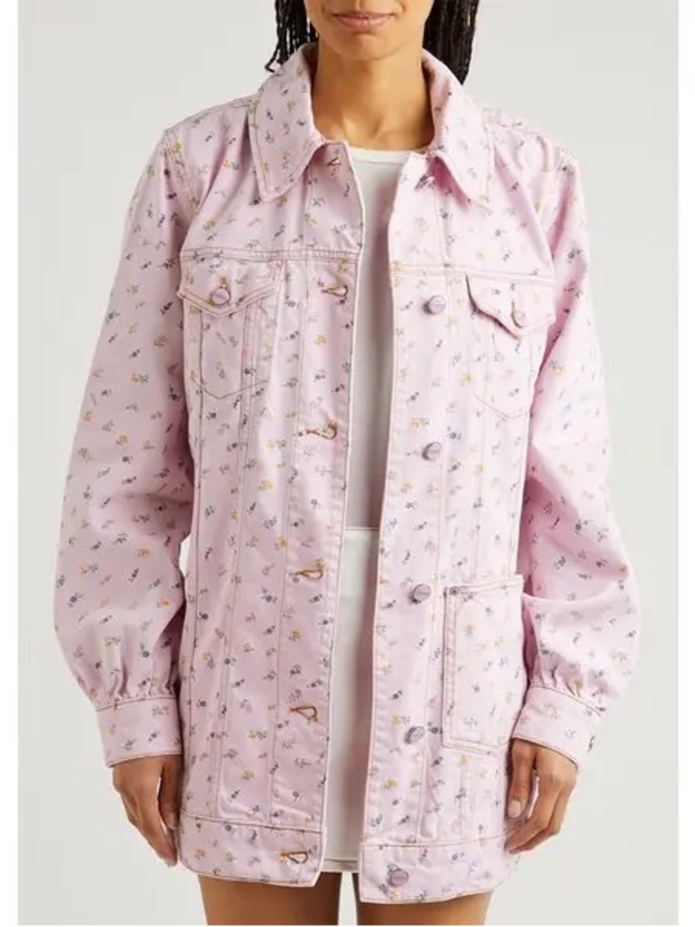 Ganni Floral Denim Oversized Jacket